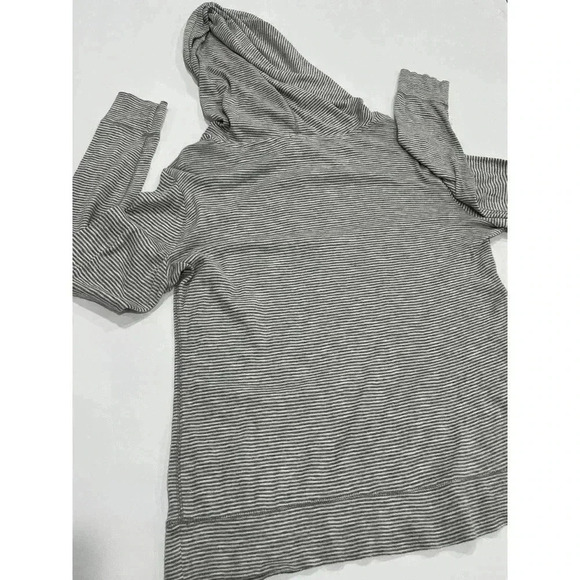 J CREW LADIES GREY STRIPED PULLOVER HOODIE LIGHTWEIGHT SIZE M - Picture 4 of 6